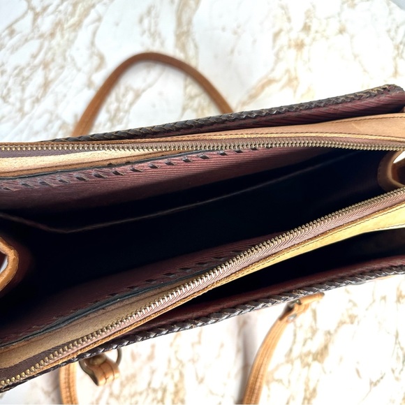 VINTAGE EMBOSSED LEATHER THUNDERBIRD DESIGN-WOVEN LEATHER HANDBAG-Metallic, t - Picture 8 of 16